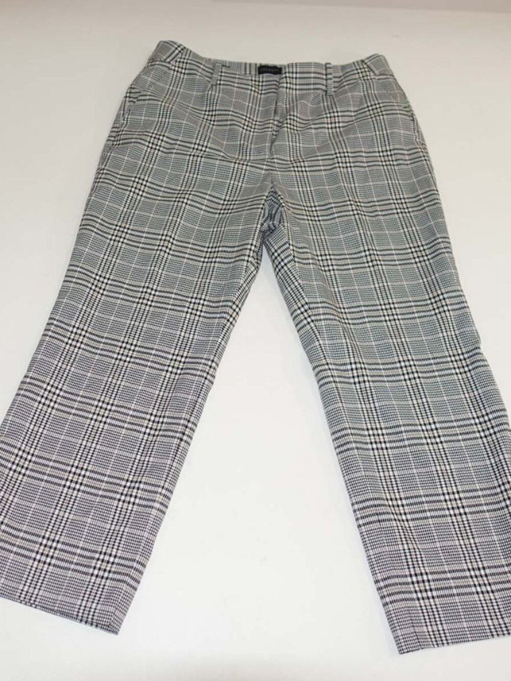 Talbots Womens Southampton Ankle Pants Size 14 Petite Black White Gold Plaid 14P